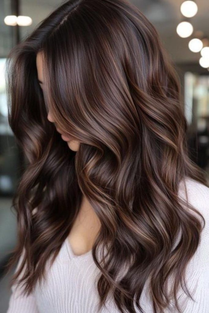 Honeyed ebony brunette hair with sheen
