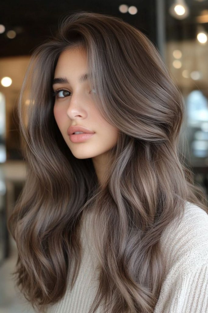 Iced brunette balance with cool tones