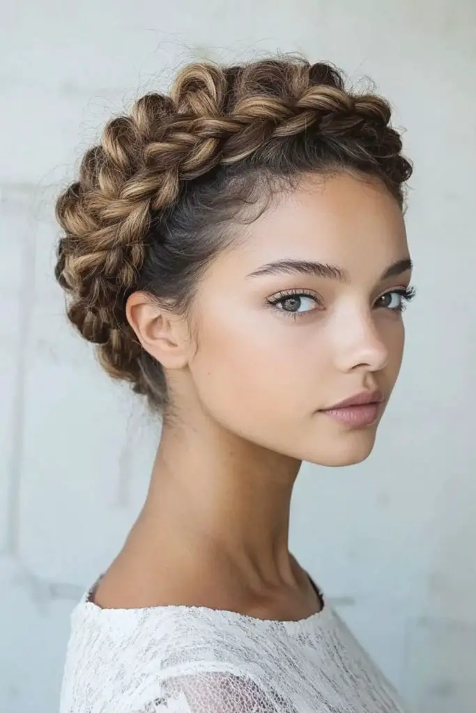 Circular braid with icy decorative accents