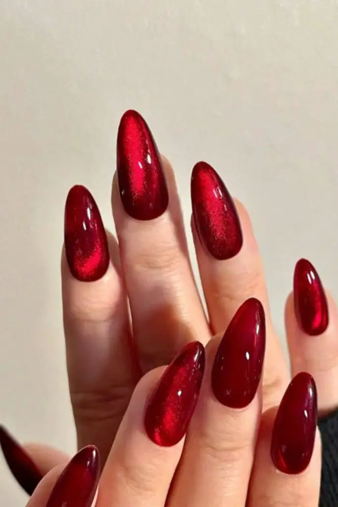 Juicy translucent cherry jelly style nails
