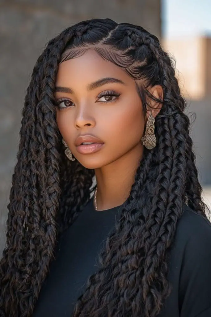 Jumbo knotless braids bold and light
