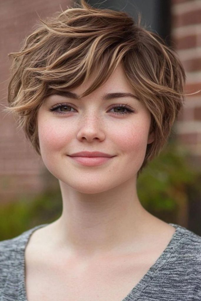 Textured layered pixie cut for women