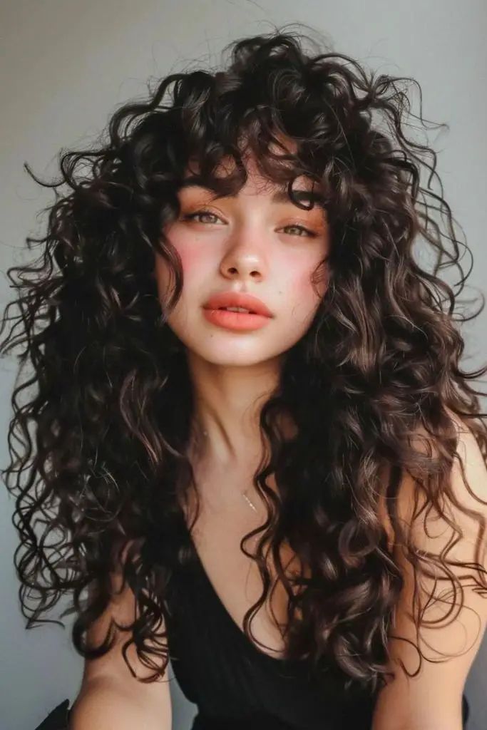 Layered volume cut enhancing natural curls.