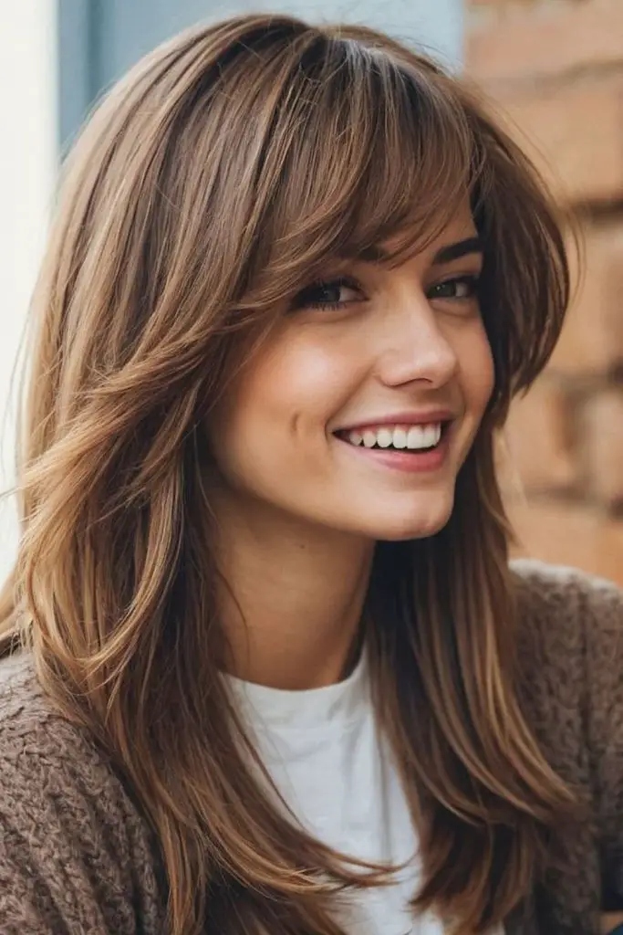 Lively fringe lob with blunt bangs