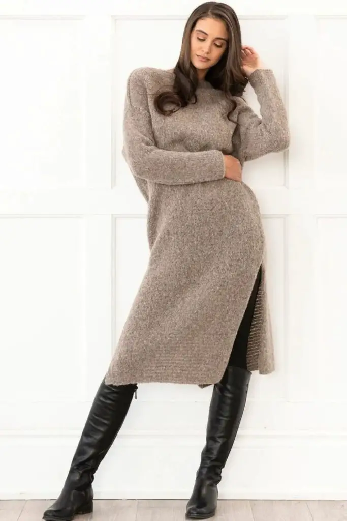 Long knit dress statuesque winter elegance