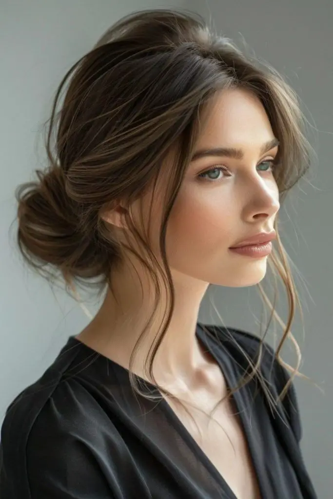 Loose chignon bun with airy softness