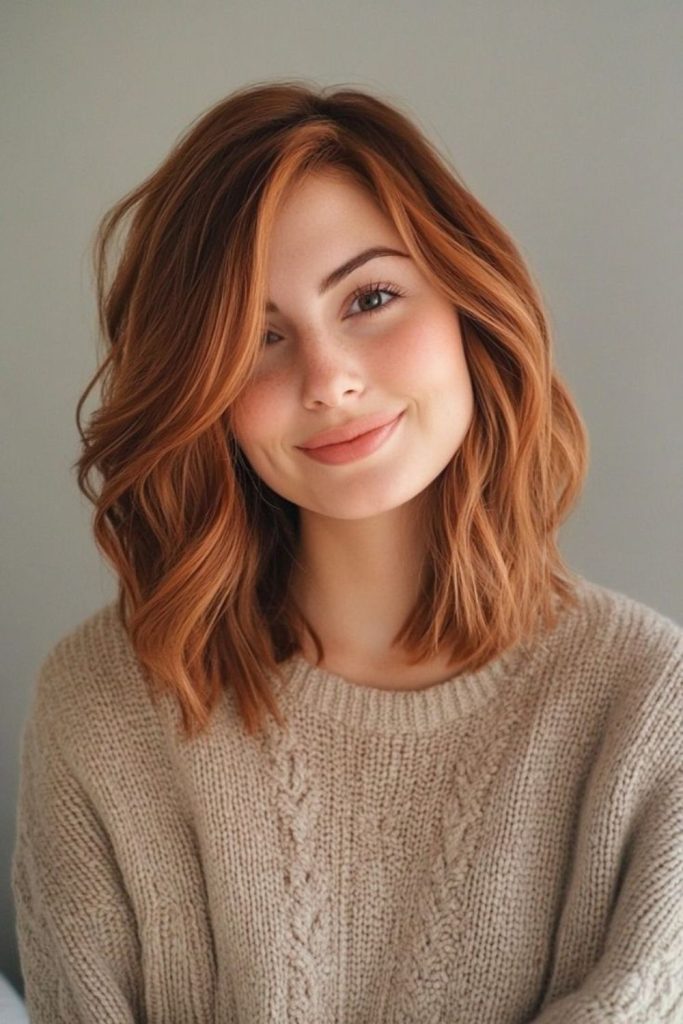 Maple bronze balayage on short hair