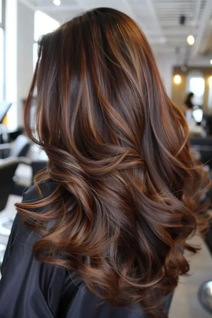 Warm maple brown glowing hair.