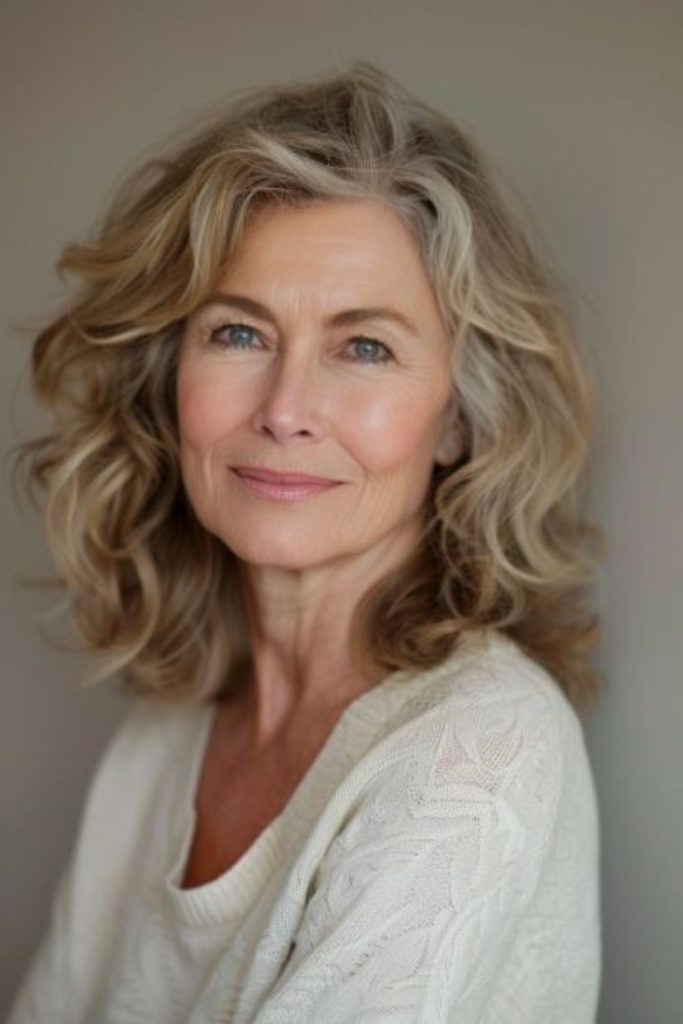 Medium wavy hairstyle with natural shine