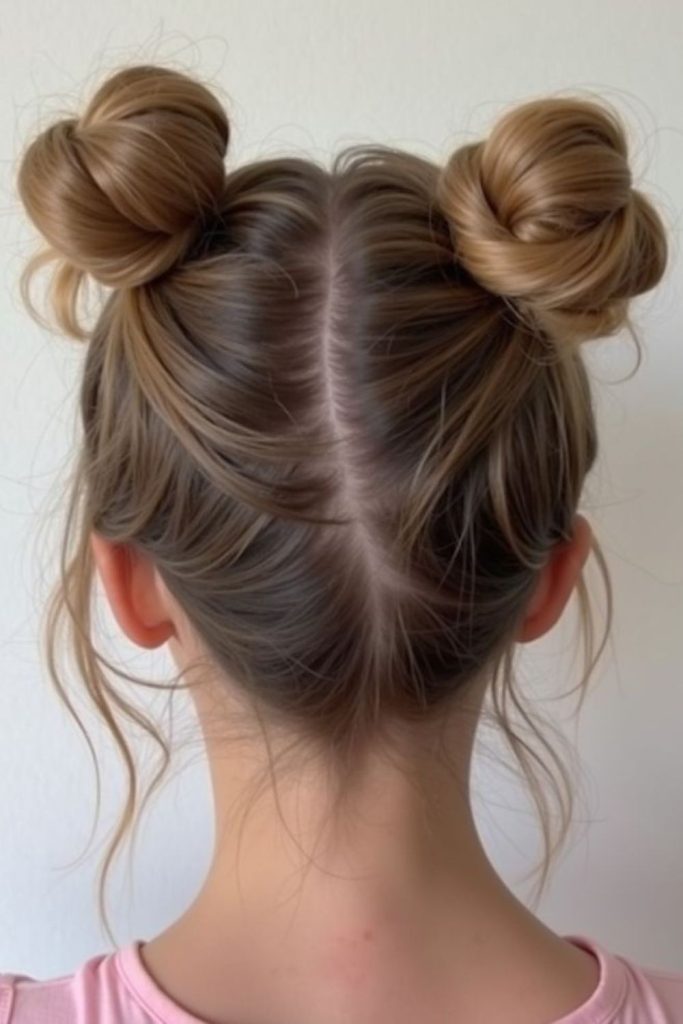 Messy Space Buns casual twin buns