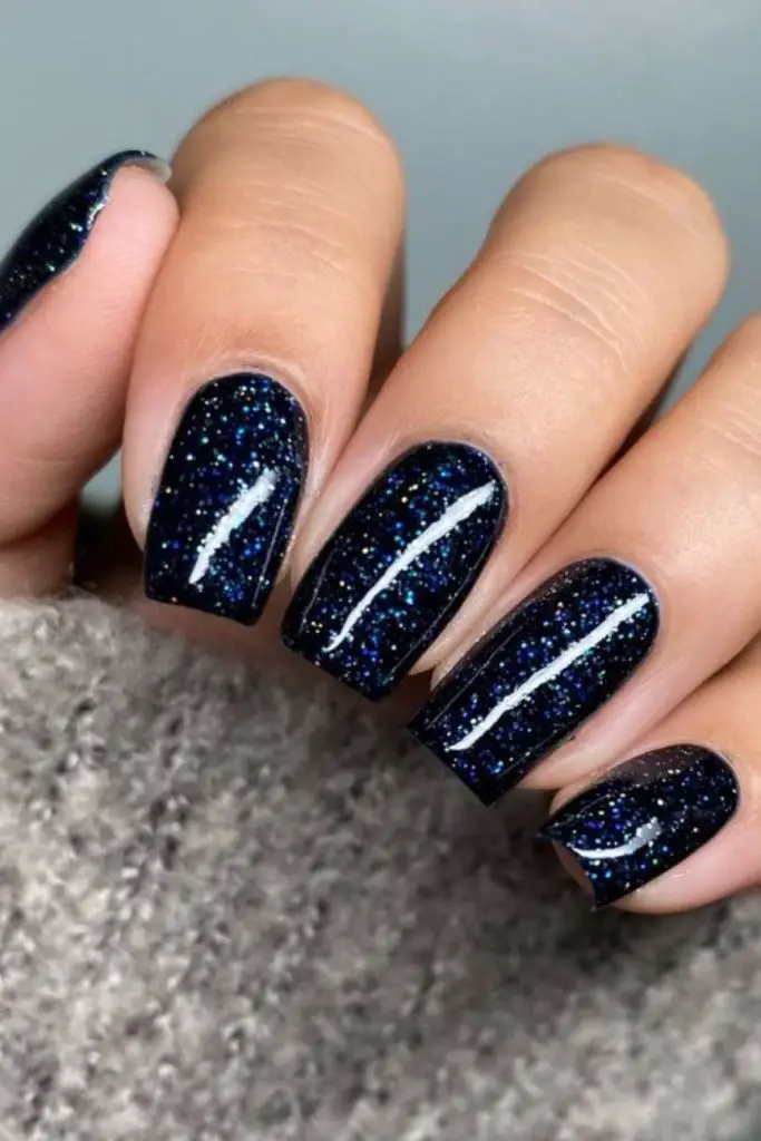 Midnight harvest glitter fall nails