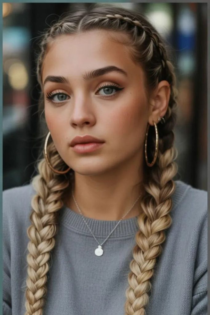 Sleek double braids midnight elegance