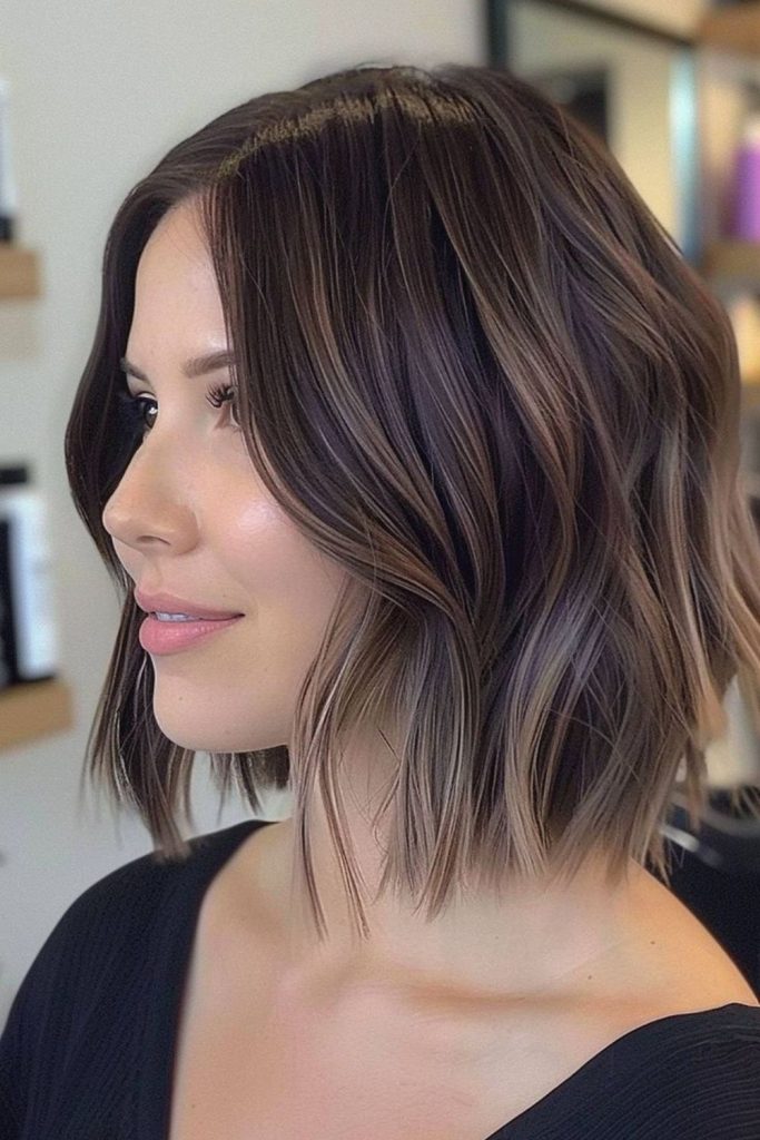 Mocha ash balayage for short hair