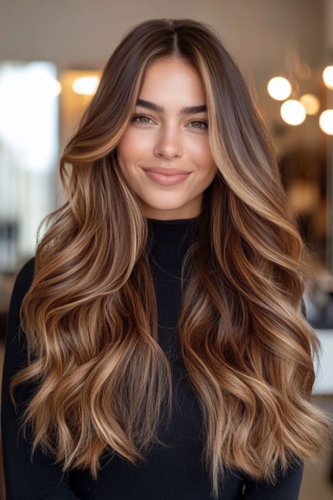 Mocha balayage melted with soft caramel