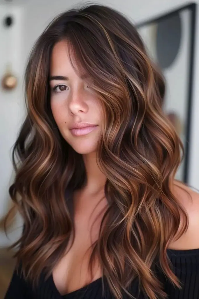 Molasses brown with glowing caramel ribbons