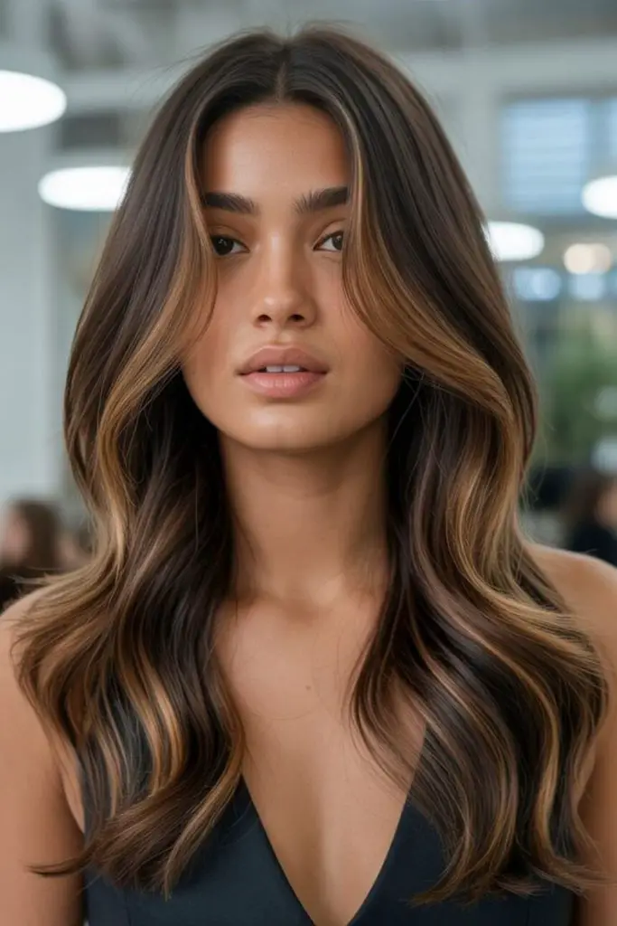 Dark waves with molten bronze shimmer