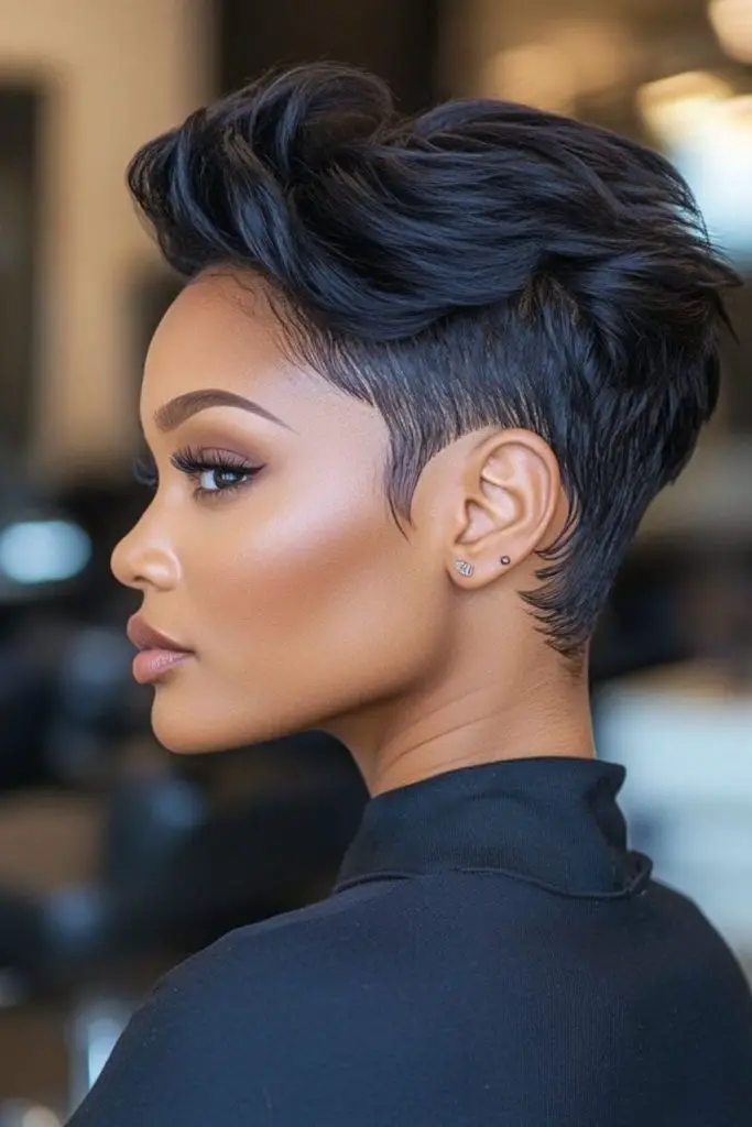 Noir aurora fingerwave pixie cut