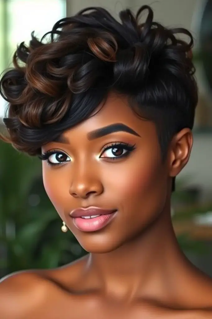 Noir flame ripple short hairstyle