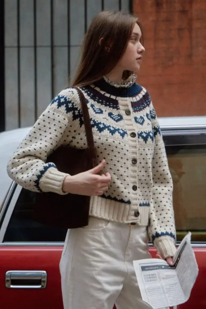 Nordic knit cardigan cozy rustic look