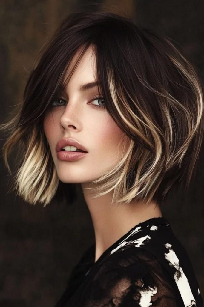 Obsidian caramel balayage bob hairstyle