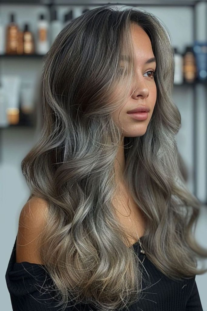 Pearl ash highlights soft shimmering hair