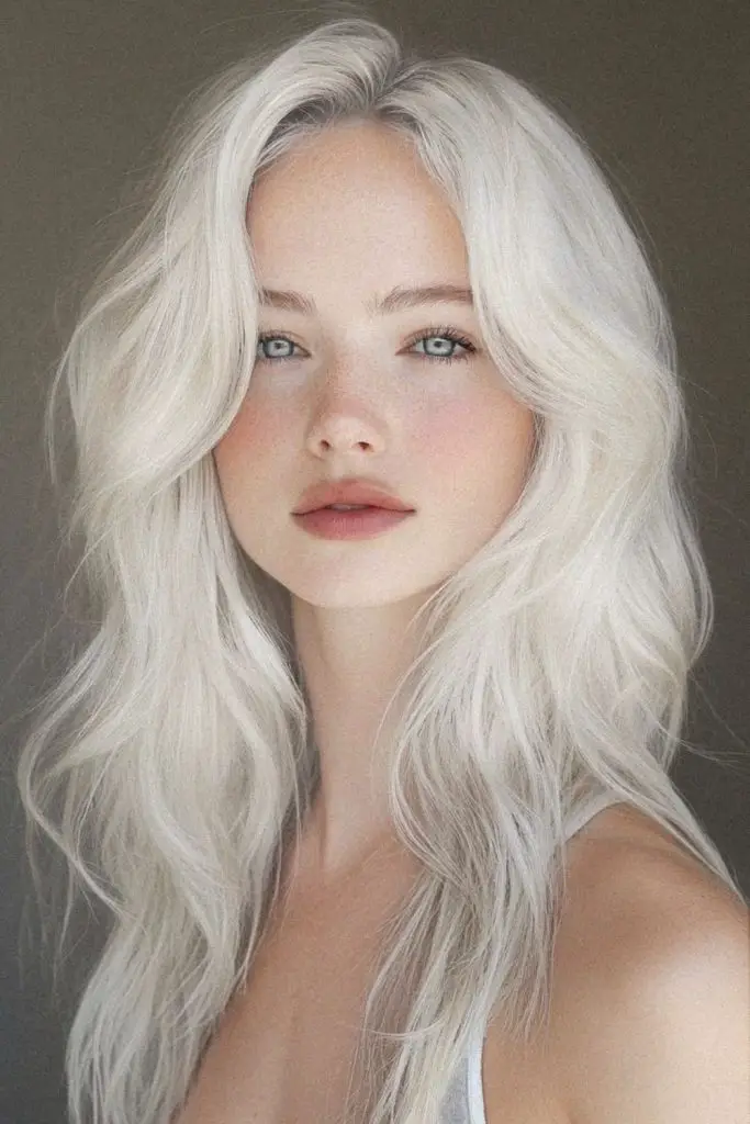 Subtle pearly glowing hair color.
