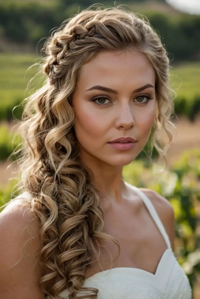 Spiral braid cascading down shoulder elegantly