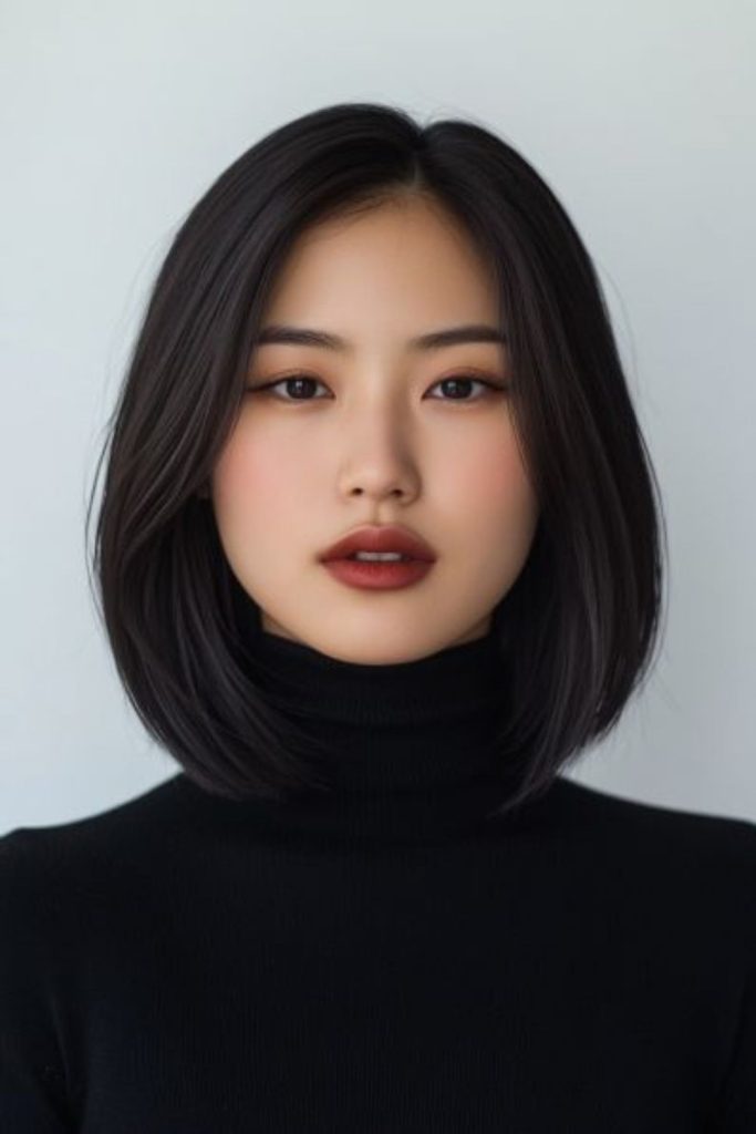 Polished blunt lob hairstyle for women