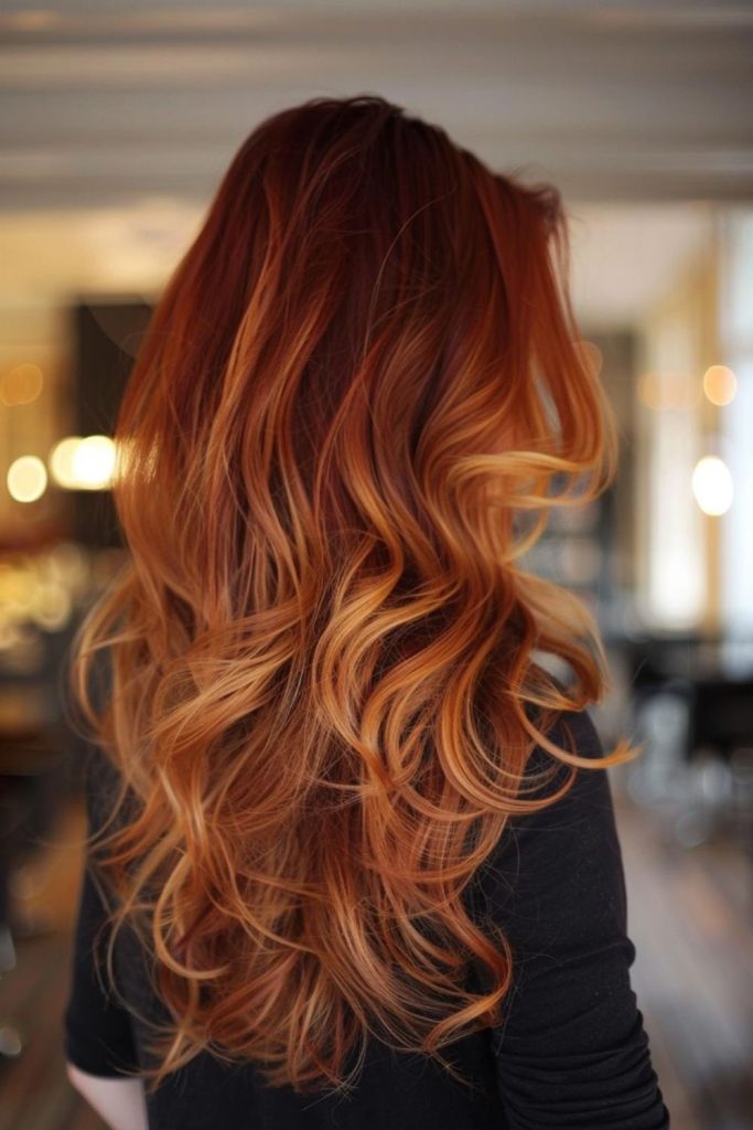 Pumpkin glow ombre vibrant seasonal hair