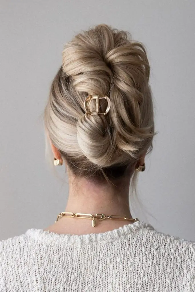 Easy claw clip twisted updo.