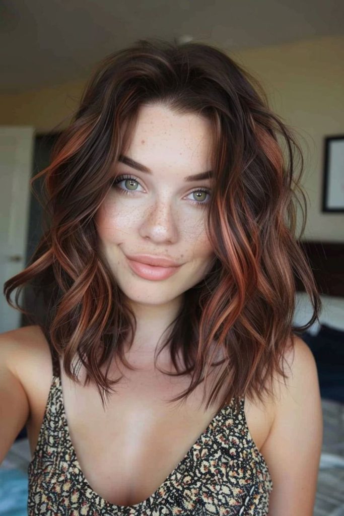Raven auburn balayage short hairstyle