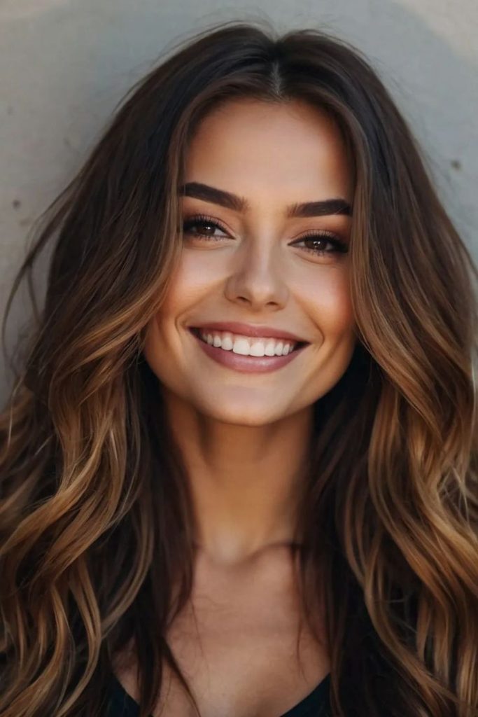 Rustic brunette glow with earthy tones