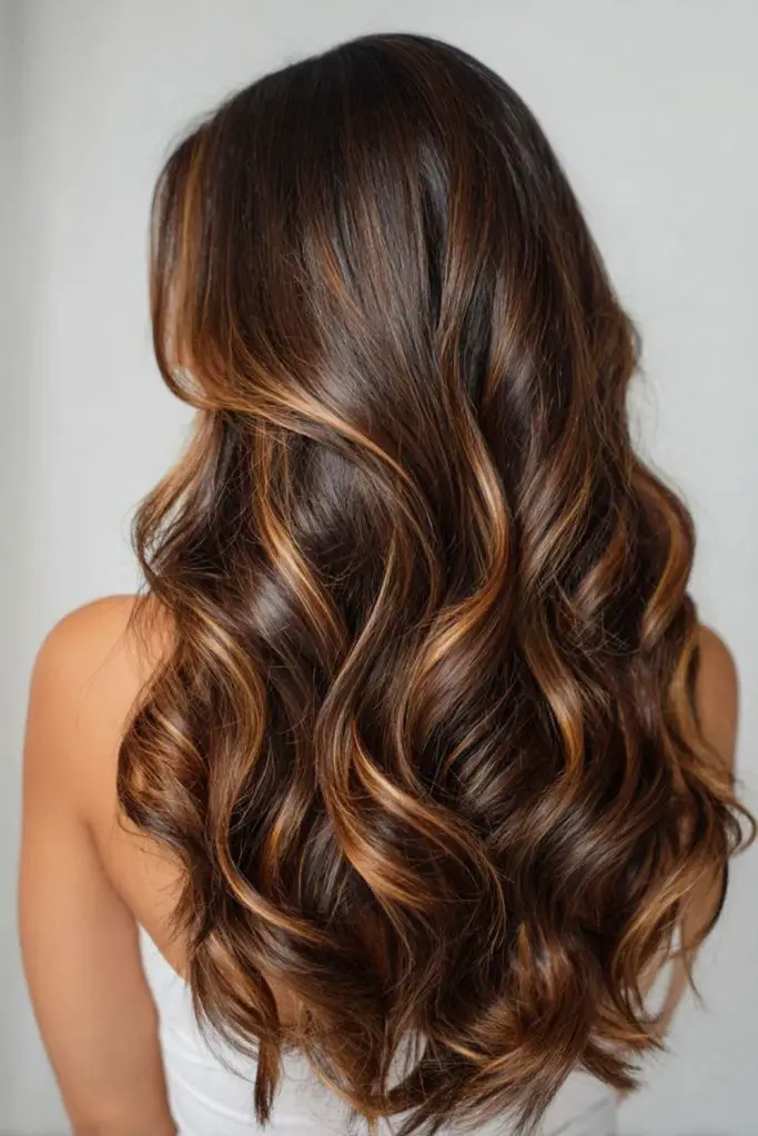 Rustic brunette hair with caramel glow