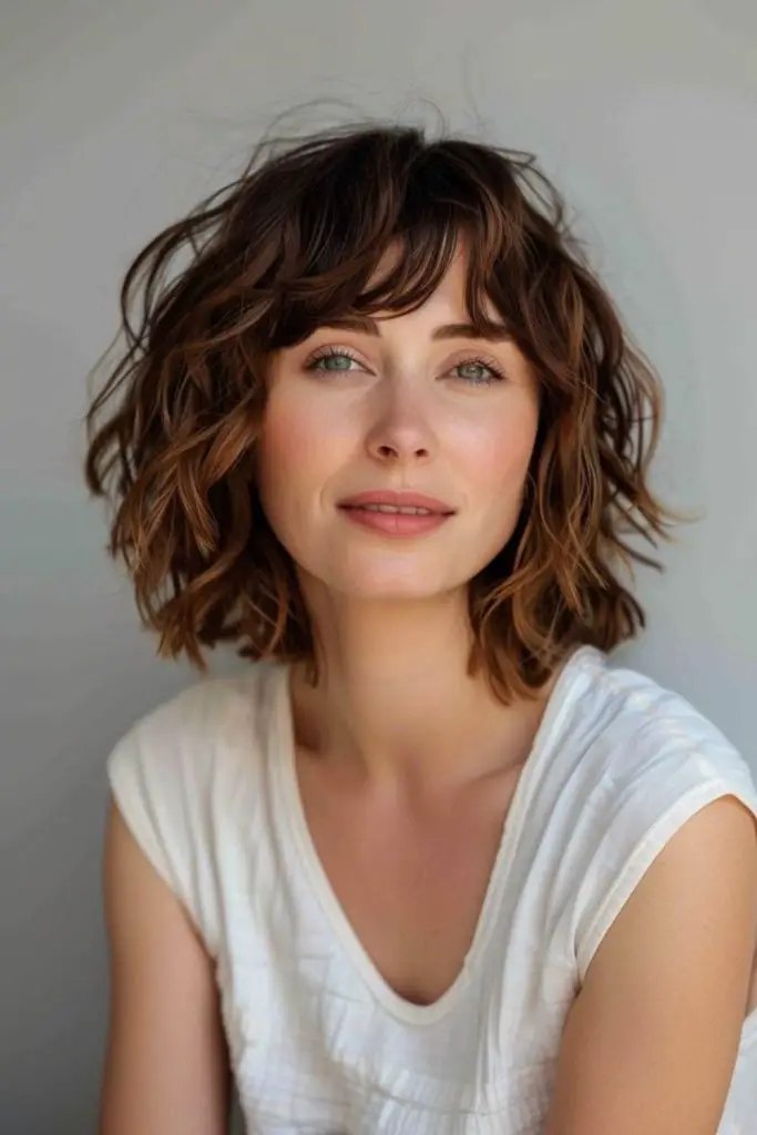 Rustic whirl bob with bangs