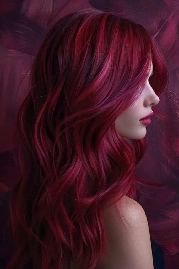 Fiery scarlet ember inspired hair.