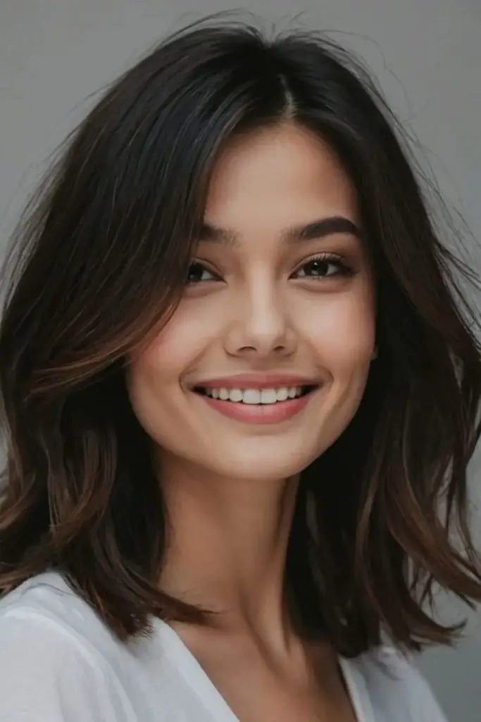 Sculpted collarbone frame sleek hairstyle