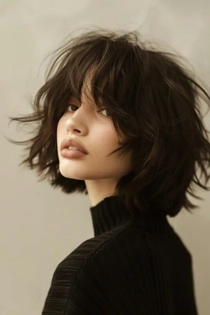 Shadow fringe bob with bold lines