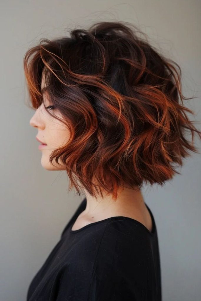 Amber edge balayage dark short cut
