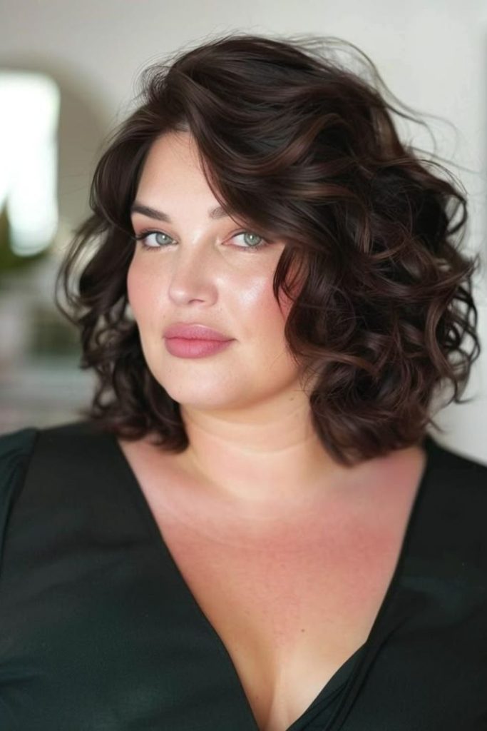 Shoulder length curls balance facial proportions