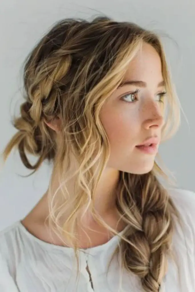 Loose side braid with flow.