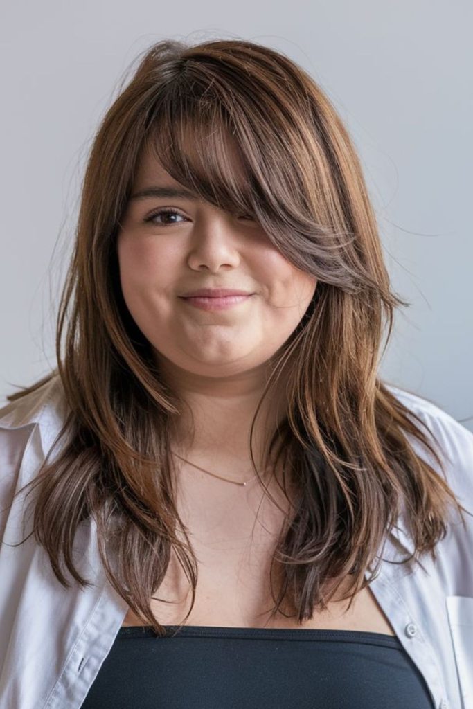 Side-part curtain bangs hairstyle idea