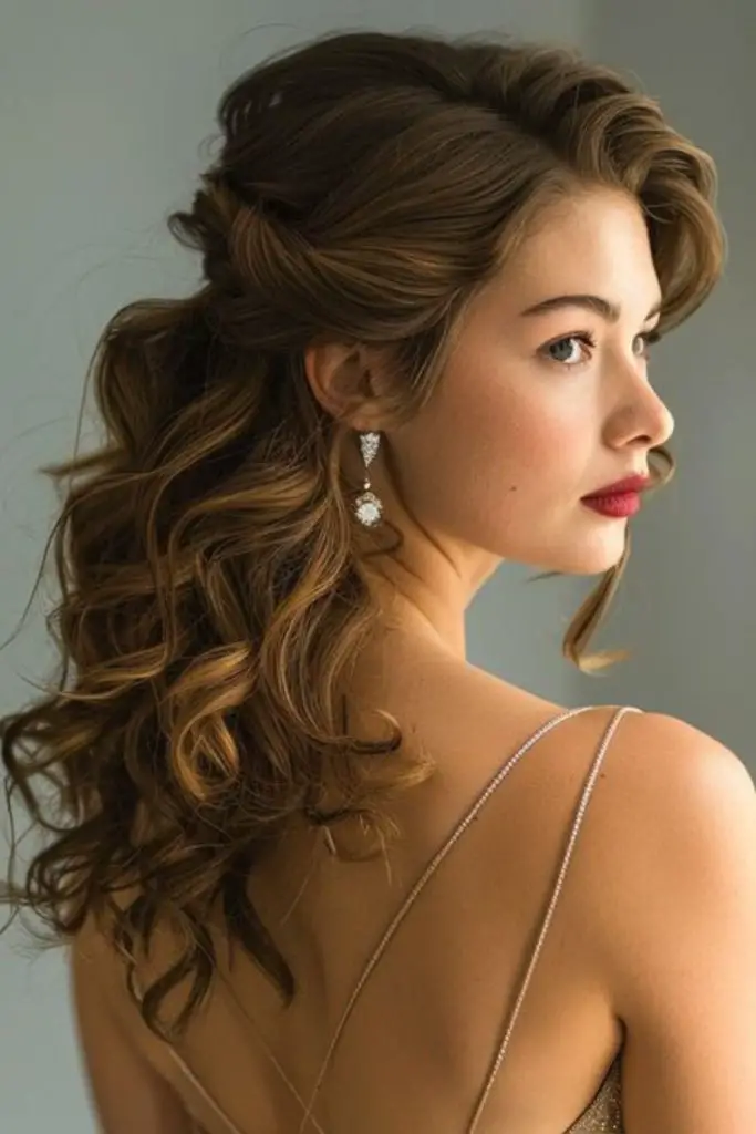 Retro waves pinned with jeweled clip