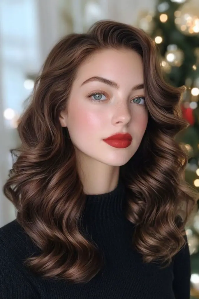 Glamorous side parted soft waves.