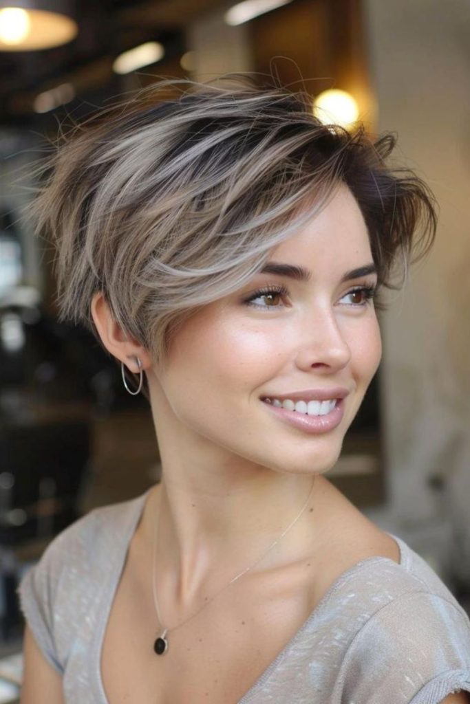 Silver dust balayage short pixie