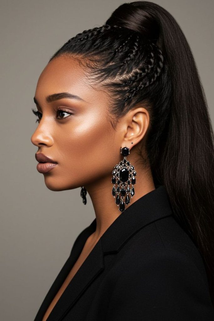 Sleek braided accent hairstyle idea