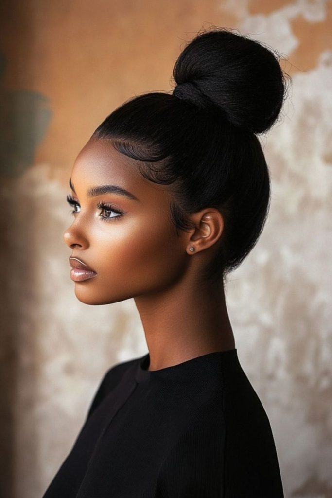 Sleek high top knot bun