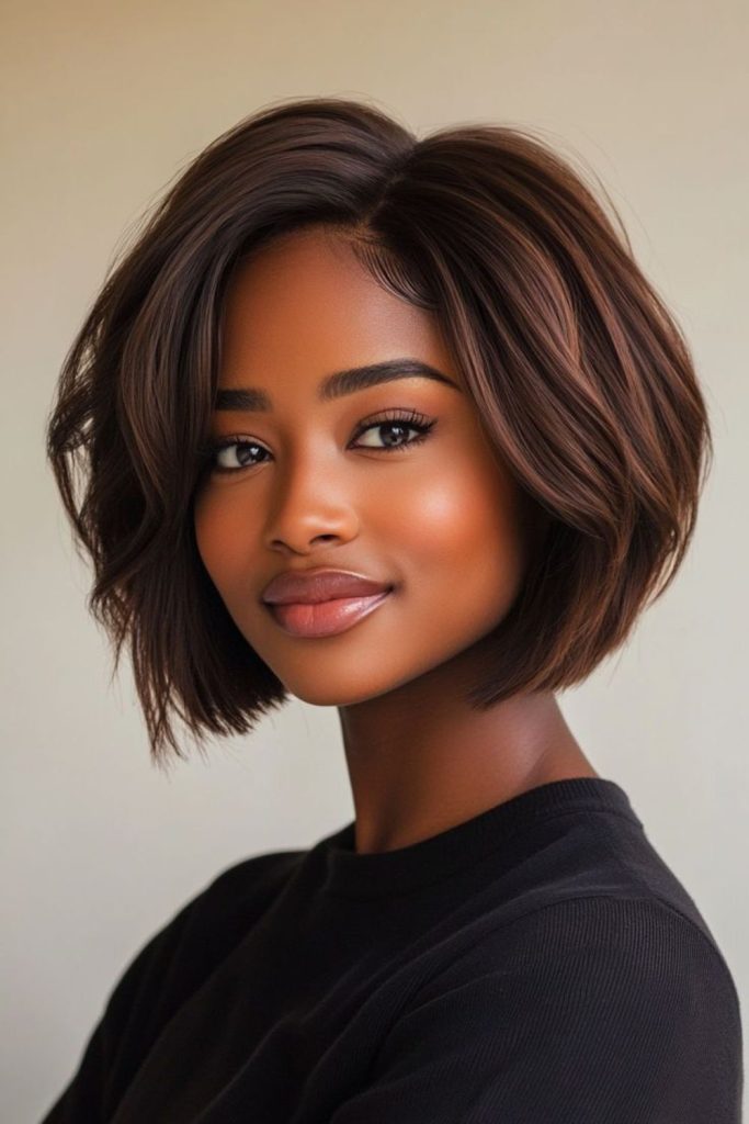 Sleek layered bob haircut style