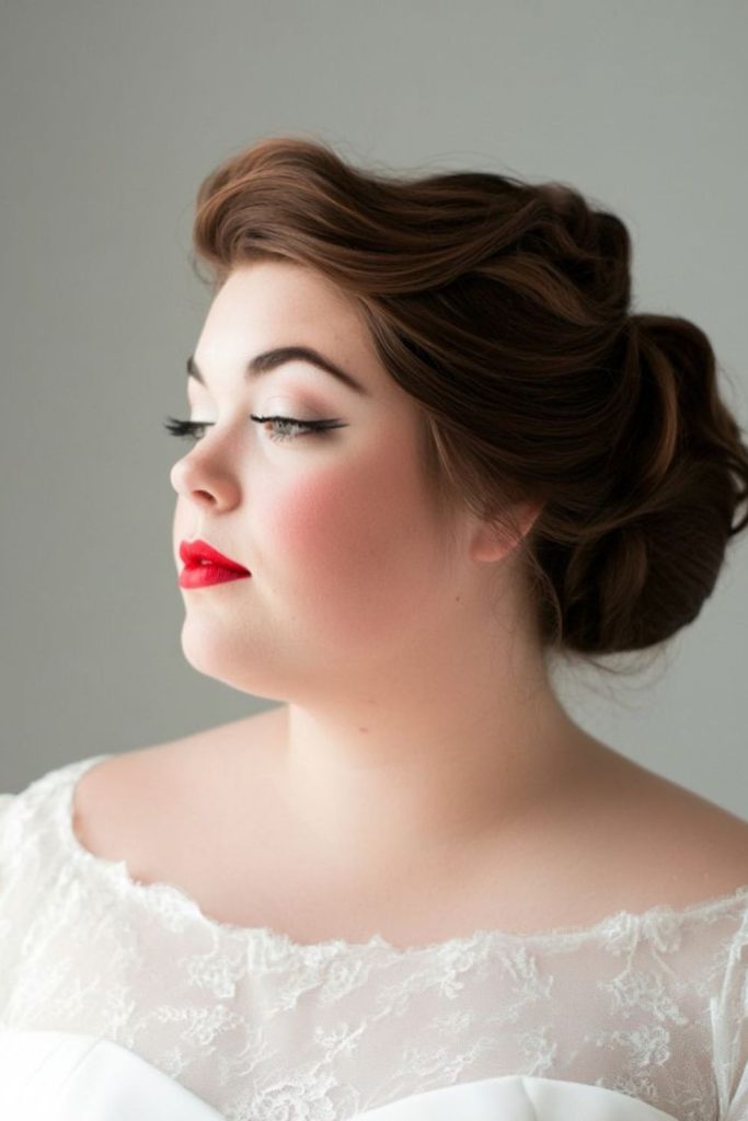 Sleek low bun enhances facial angles