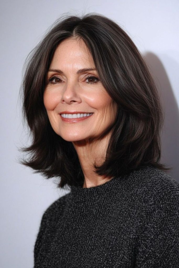 Sleek shoulder-length haircut with shine