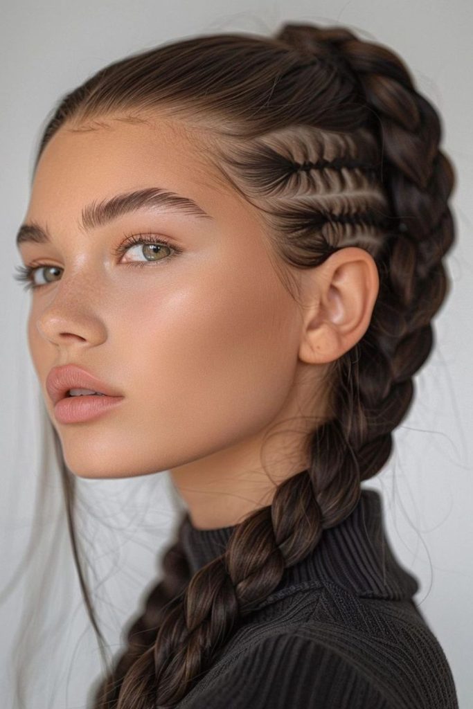 Sleek lodge braids alpine neatness